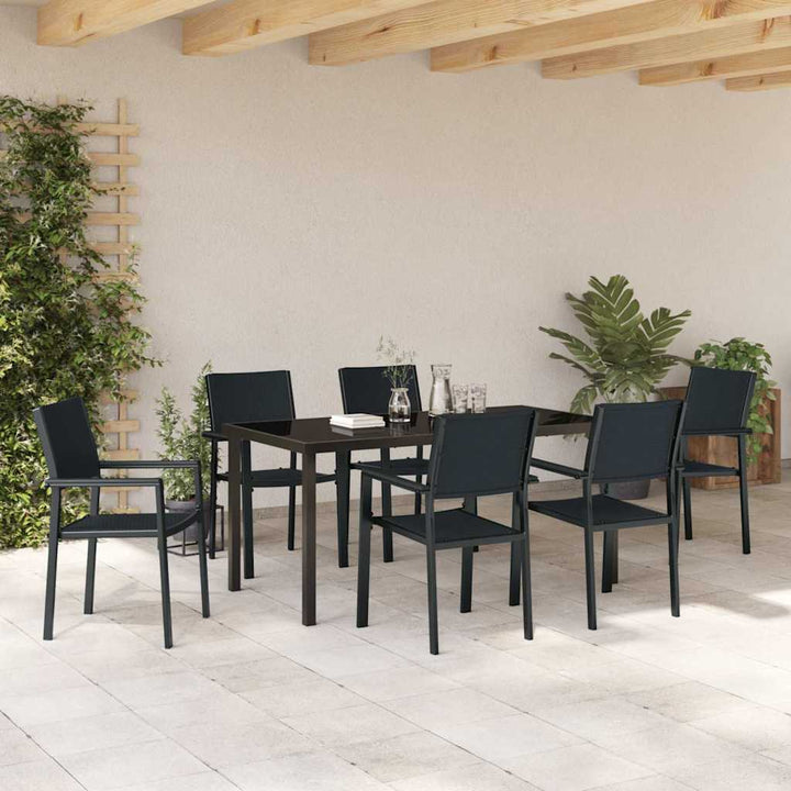 Have Spisebordssæt 7 pcs Sort Poly rattan