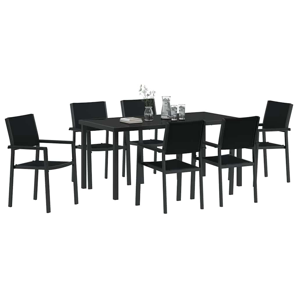 Have Spisebordssæt 7 pcs Sort Poly rattan
