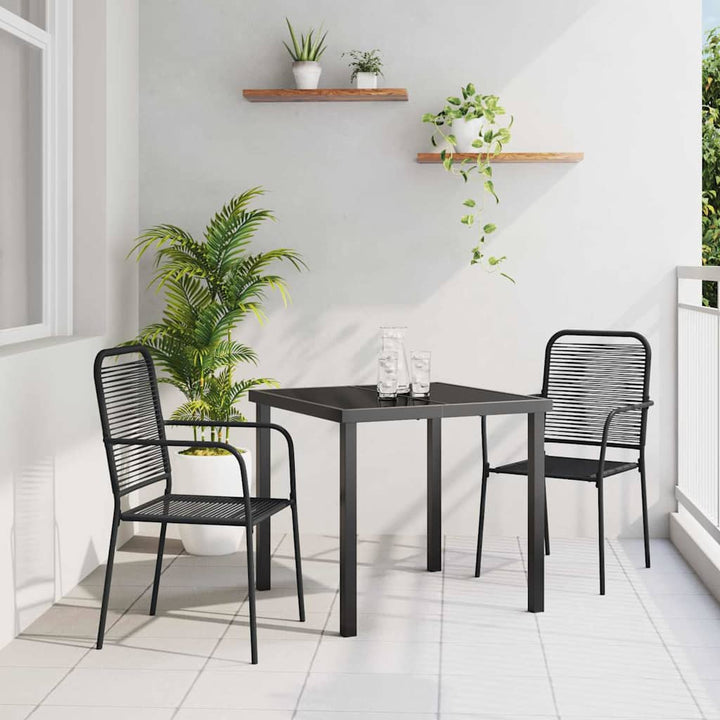 Have Spisebordssæt 3 pcs Sort Bomuldsreb og stål