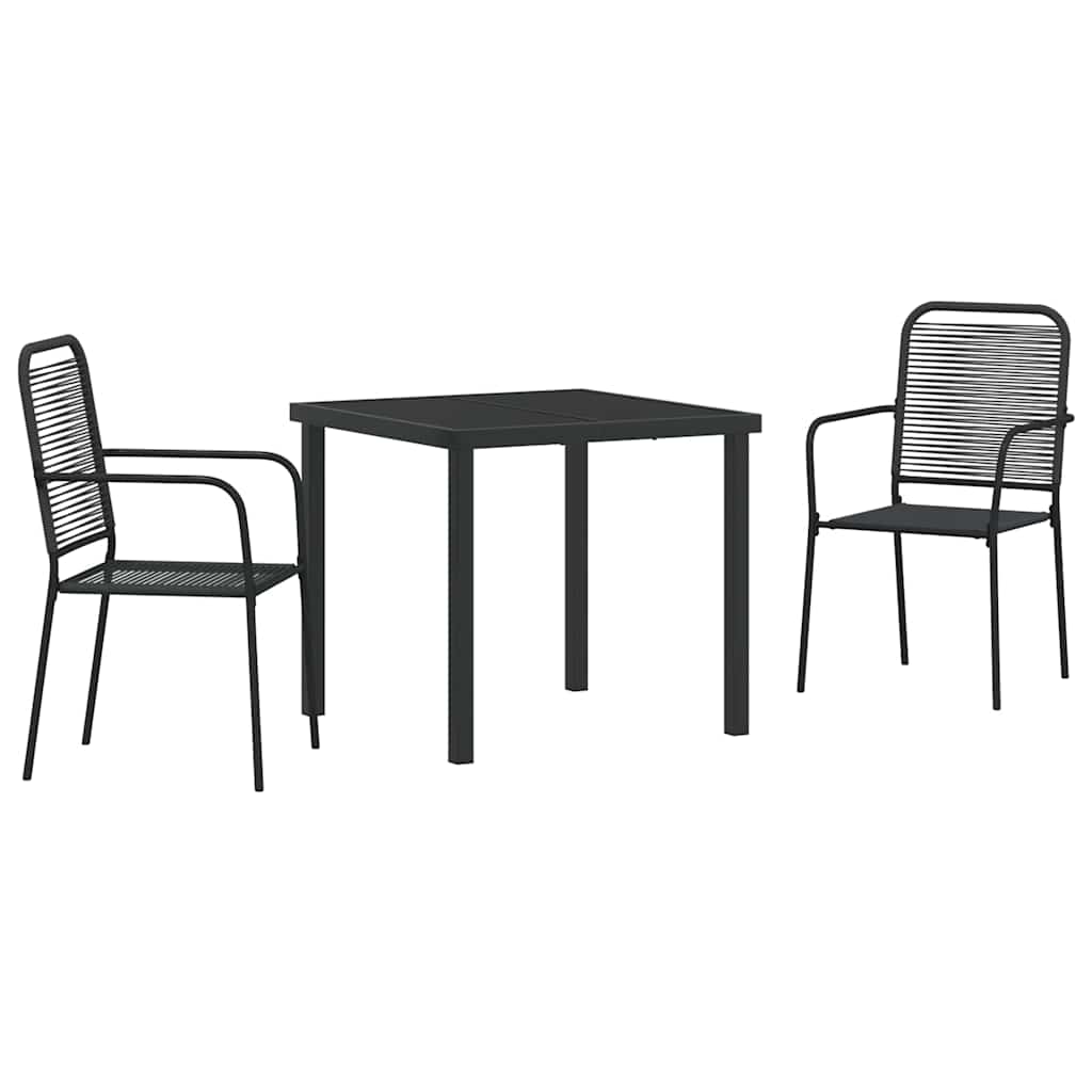 Have Spisebordssæt 3 pcs Sort Bomuldsreb og stål
