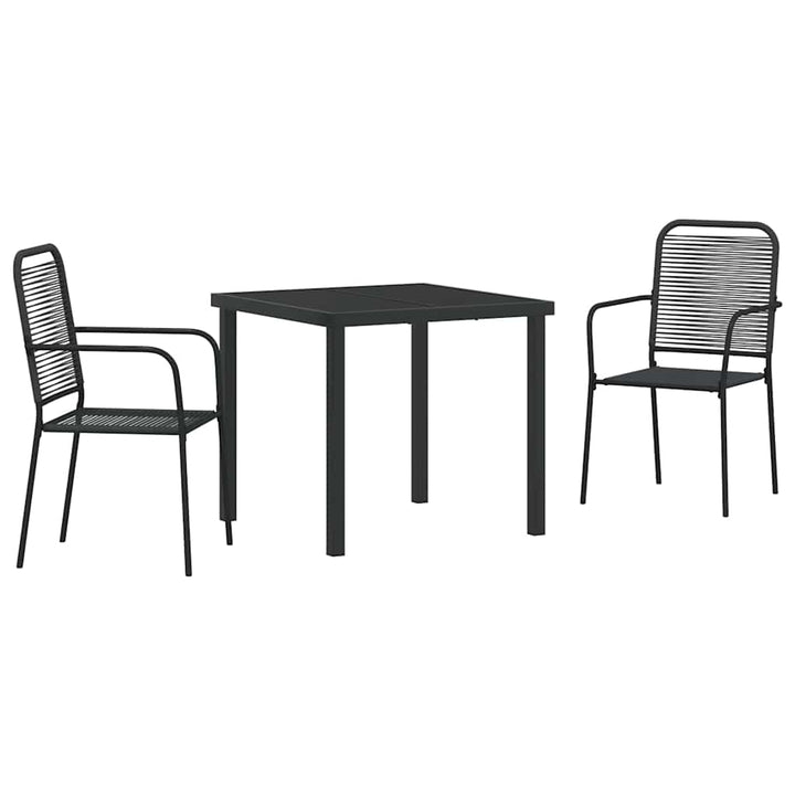 Have Spisebordssæt 3 pcs Sort Bomuldsreb og stål