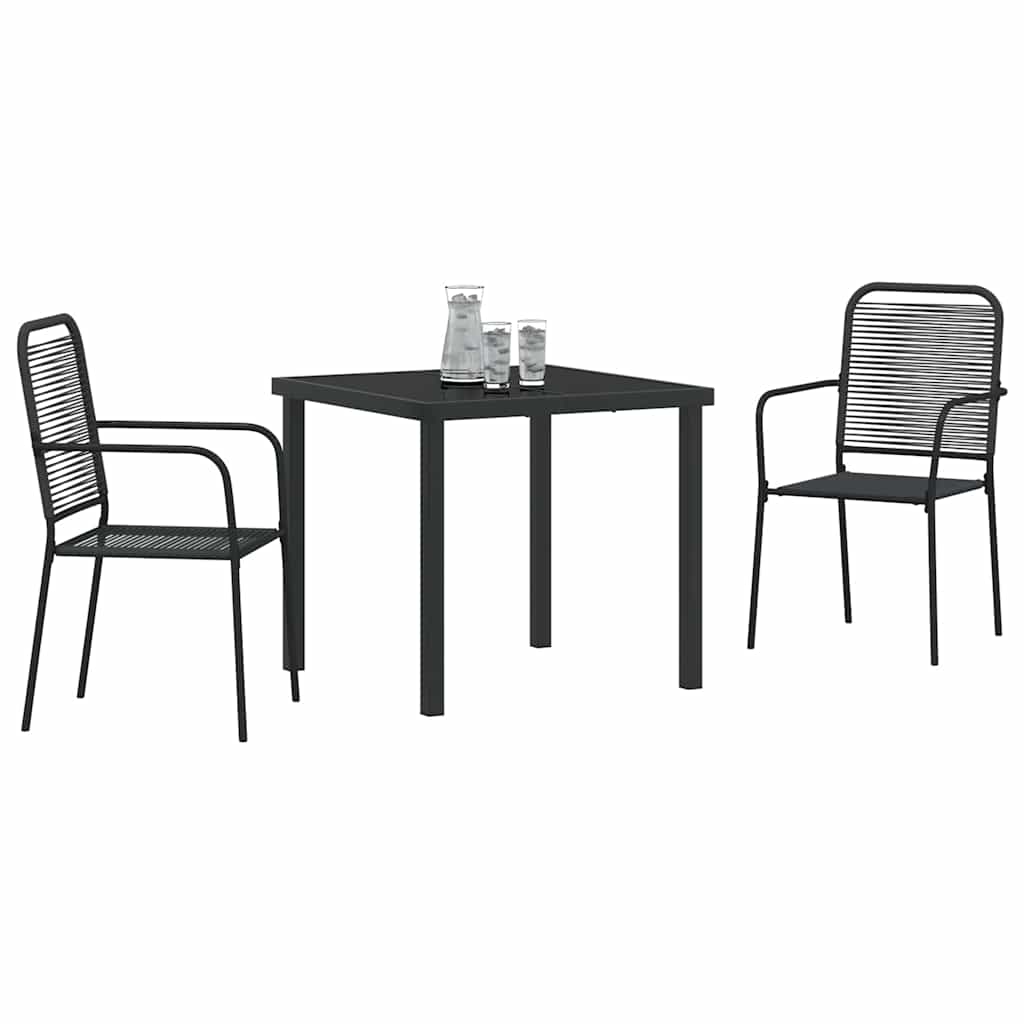 Have Spisebordssæt 3 pcs Sort Bomuldsreb og stål