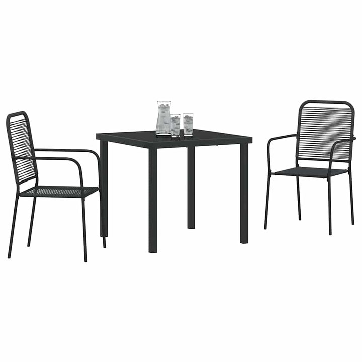 Have Spisebordssæt 3 pcs Sort Bomuldsreb og stål