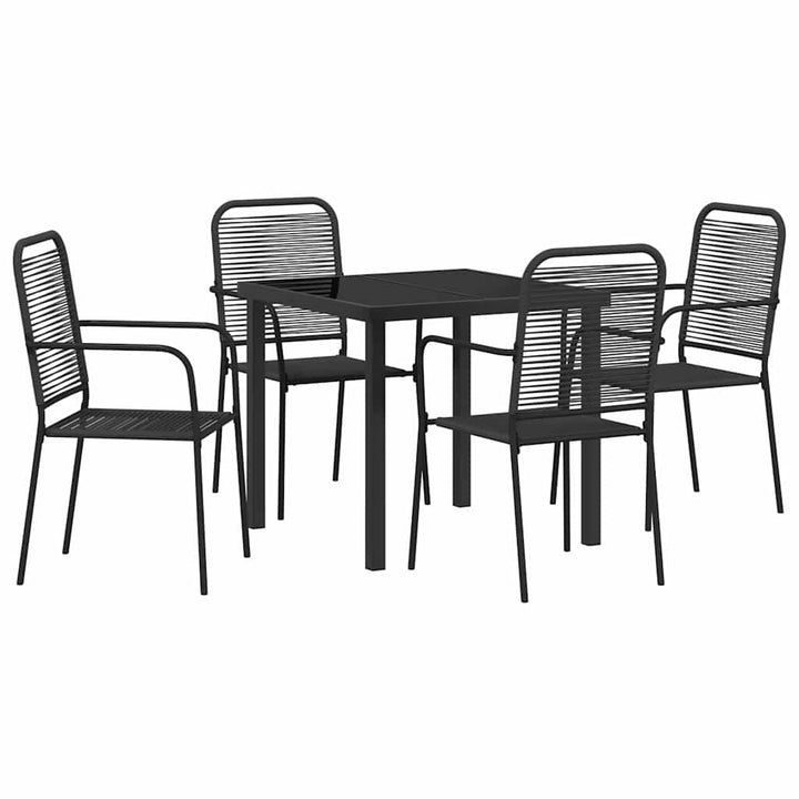 Have Spisebordssæt 5 pcs Sort Bomuldsreb og stål