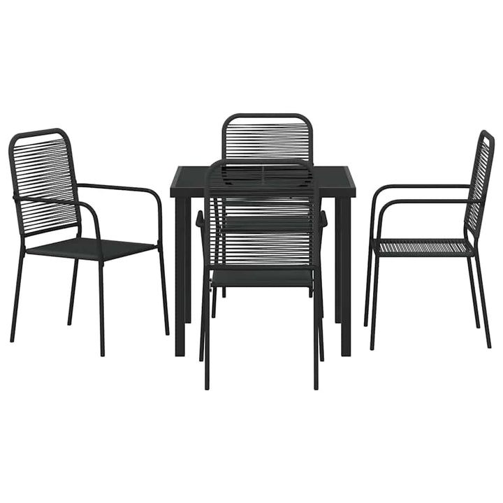 Have Spisebordssæt 5 pcs Sort Bomuldsreb og stål