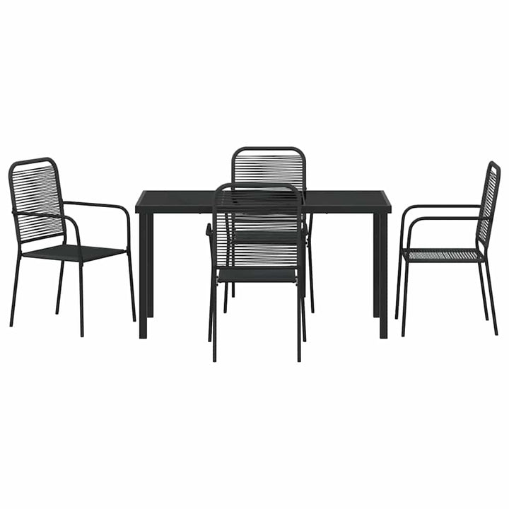 Have Spisebordssæt 5 pcs Sort Bomuldsreb og stål