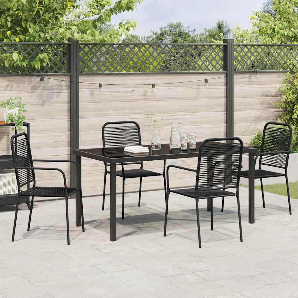 Have Spisebordssæt 5 pcs Sort Bomuldsreb og stål
