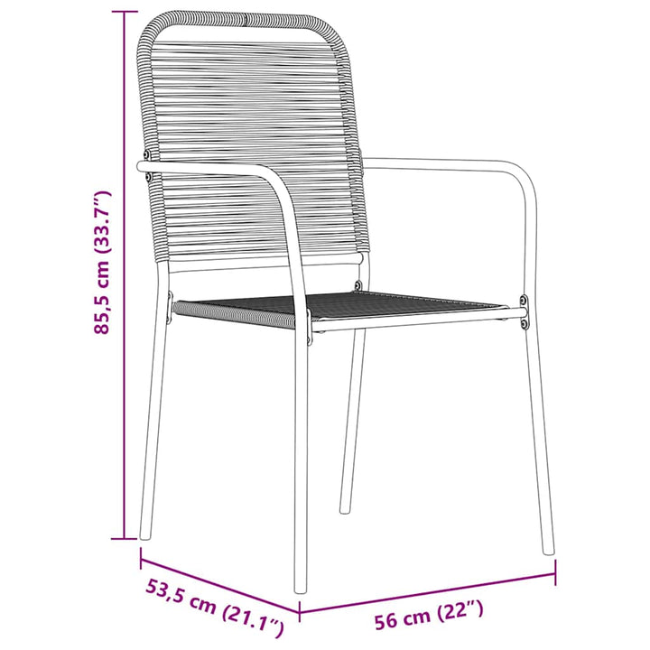 Have Spisebordssæt 7 pcs Sort Bomuldsreb og stål