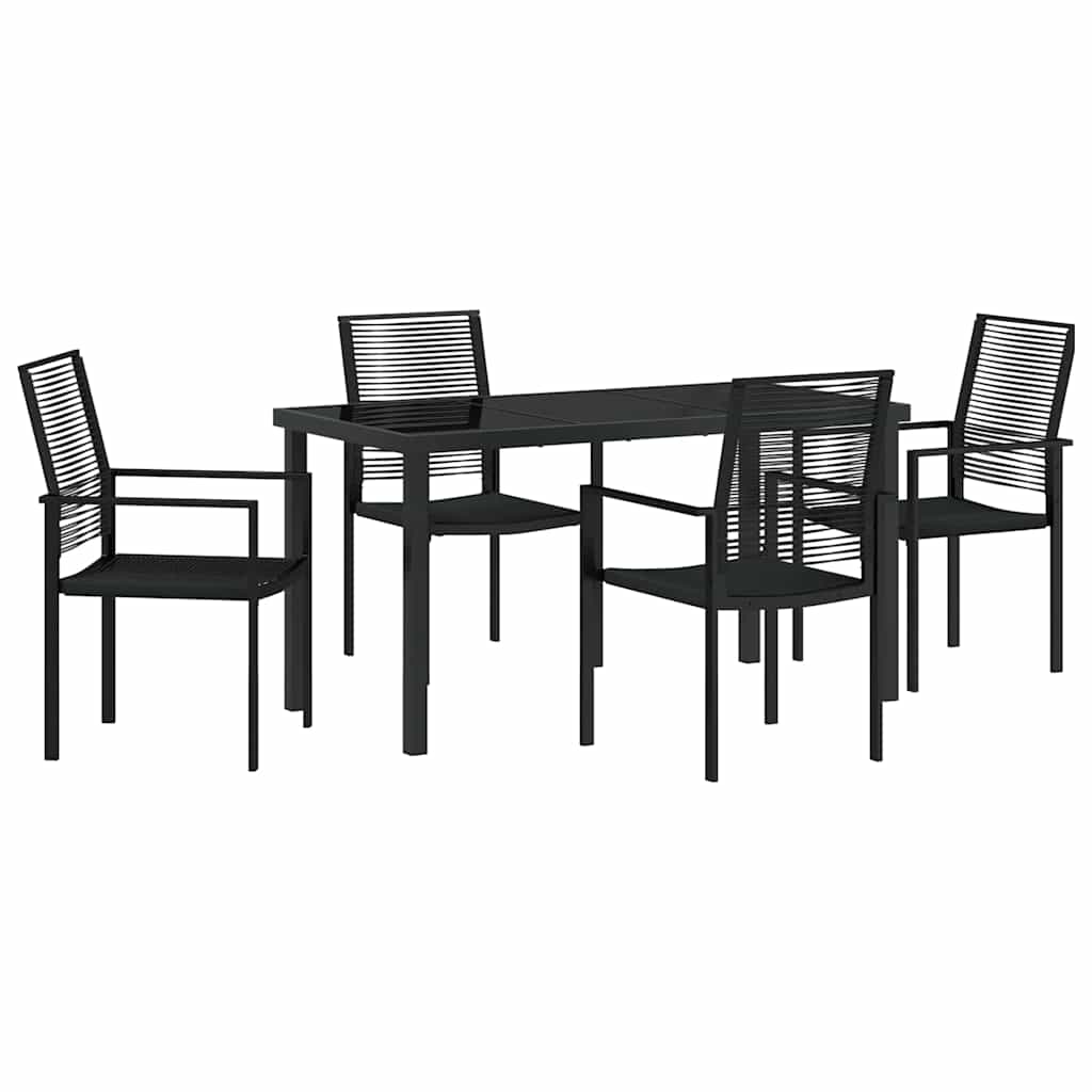 Have Spisebordssæt 5 pcs Sort PVC rattan