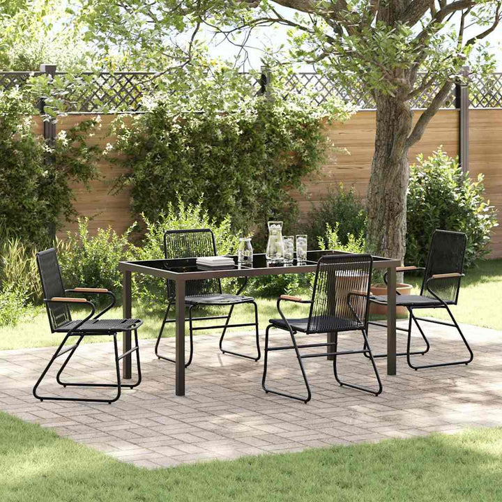 Have Spisebordssæt 5 pcs Sort PVC rattan