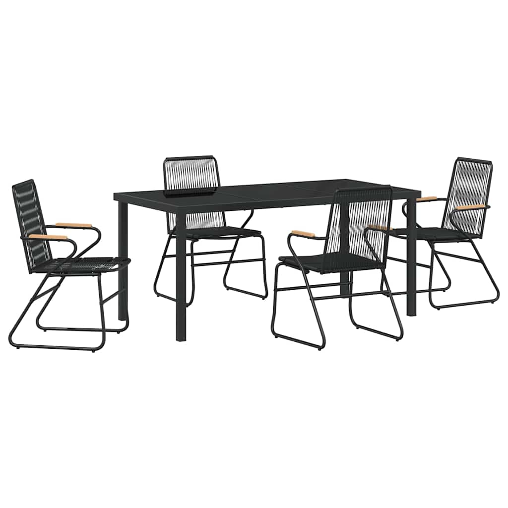 Have Spisebordssæt 5 pcs Sort PVC rattan
