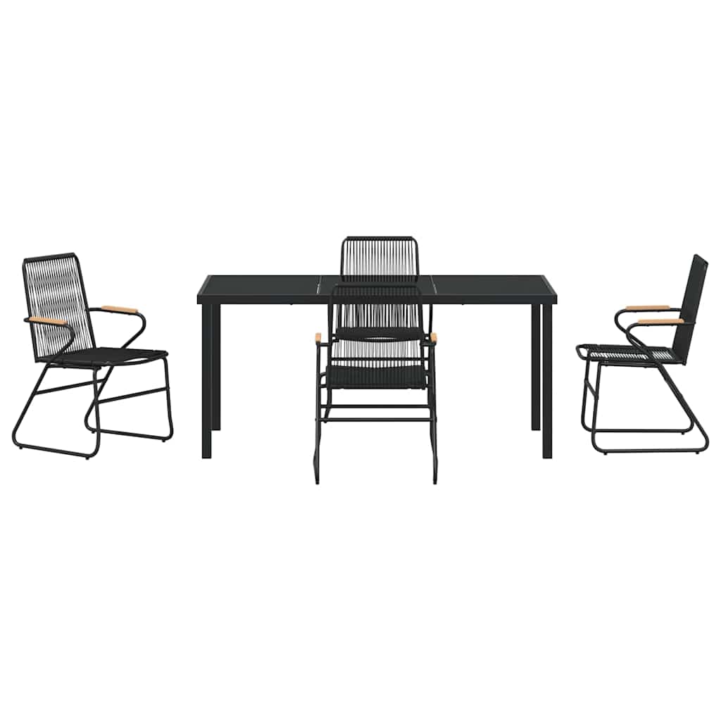 Have Spisebordssæt 5 pcs Sort PVC rattan