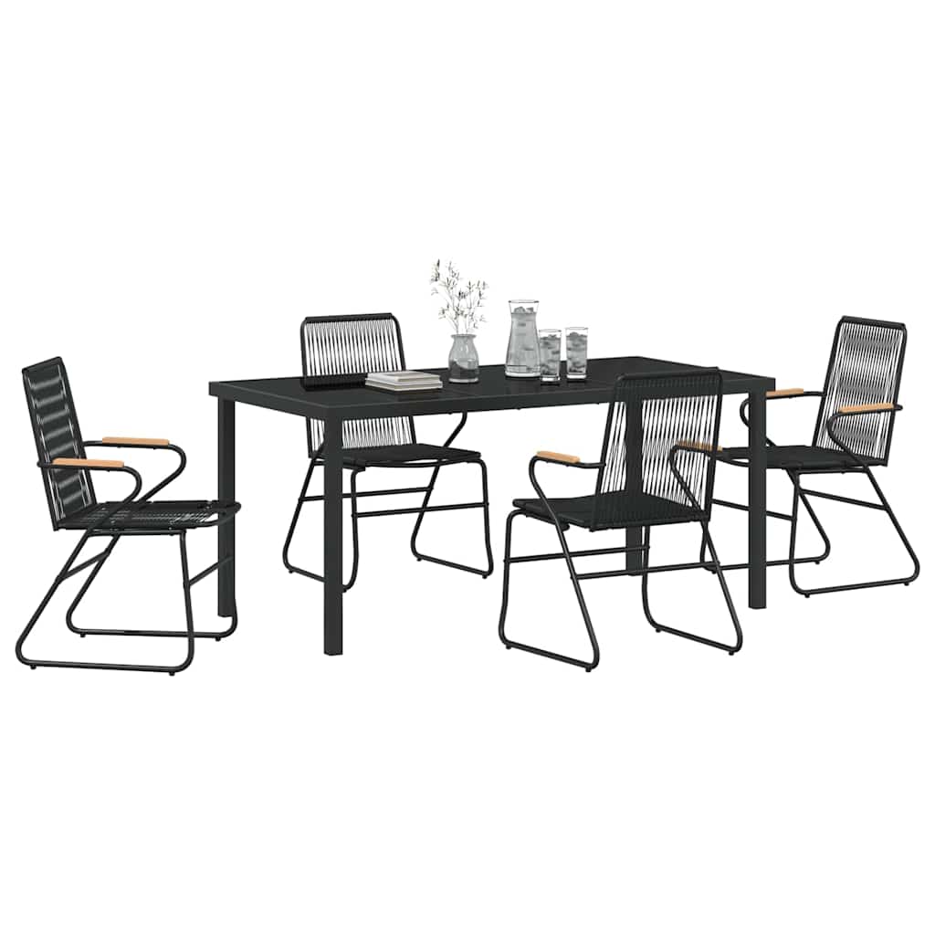 Have Spisebordssæt 5 pcs Sort PVC rattan