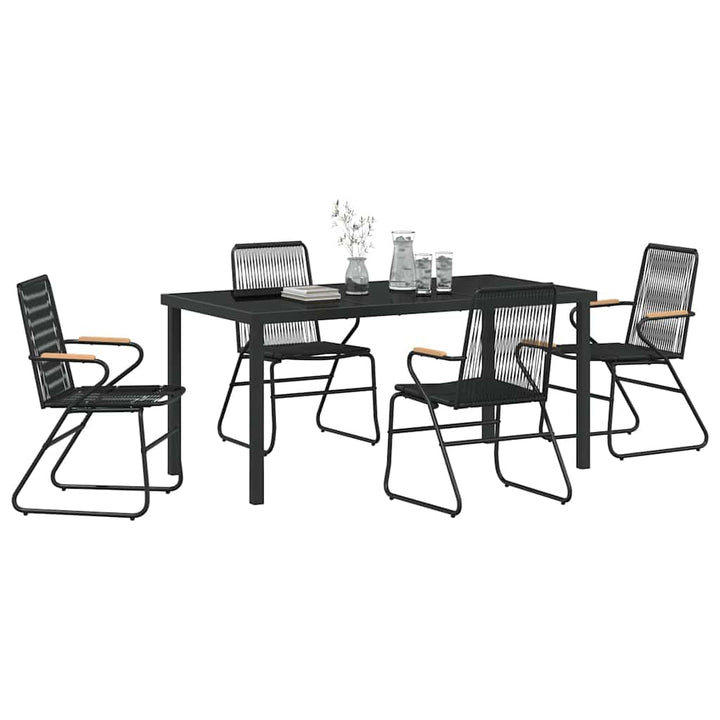 Have Spisebordssæt 5 pcs Sort PVC rattan