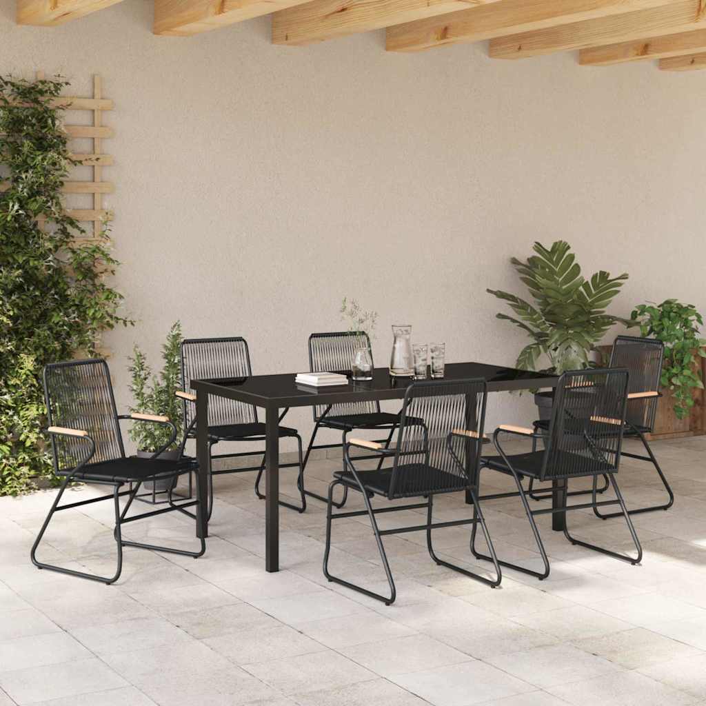 Have Spisebordssæt 7 pcs Sort PVC rattan