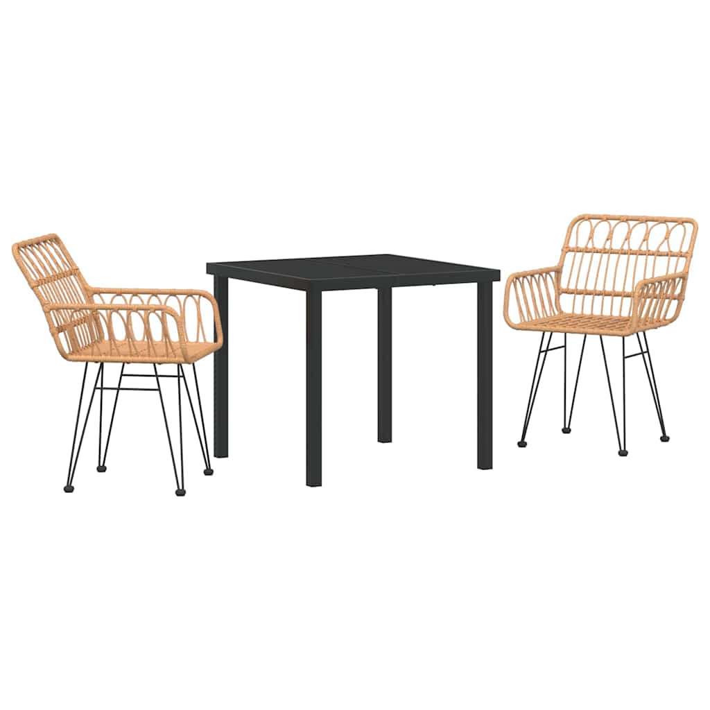 Have Spisebordssæt 3 pcs Brun Poly rattan