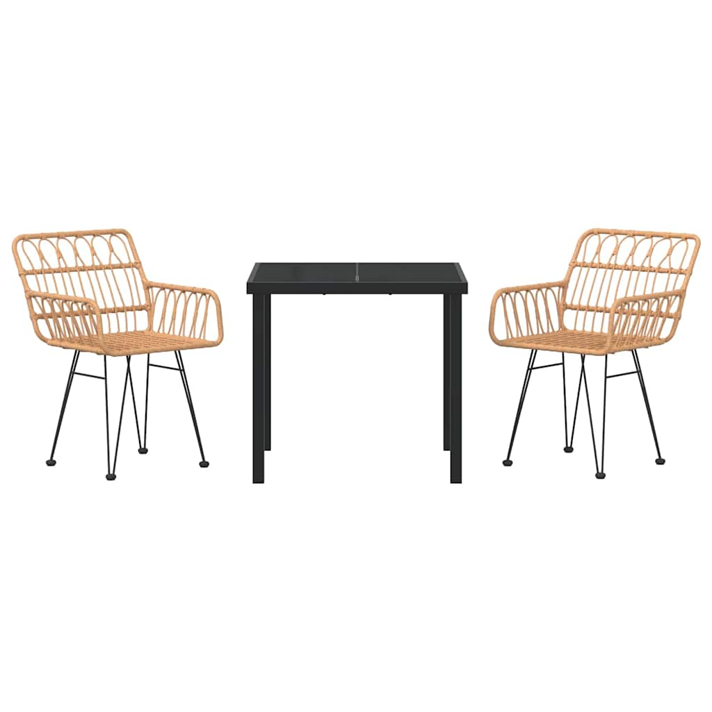 Have Spisebordssæt 3 pcs Brun Poly rattan