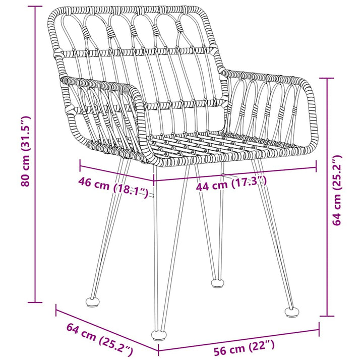 Have Spisebordssæt 3 pcs Brun Poly rattan