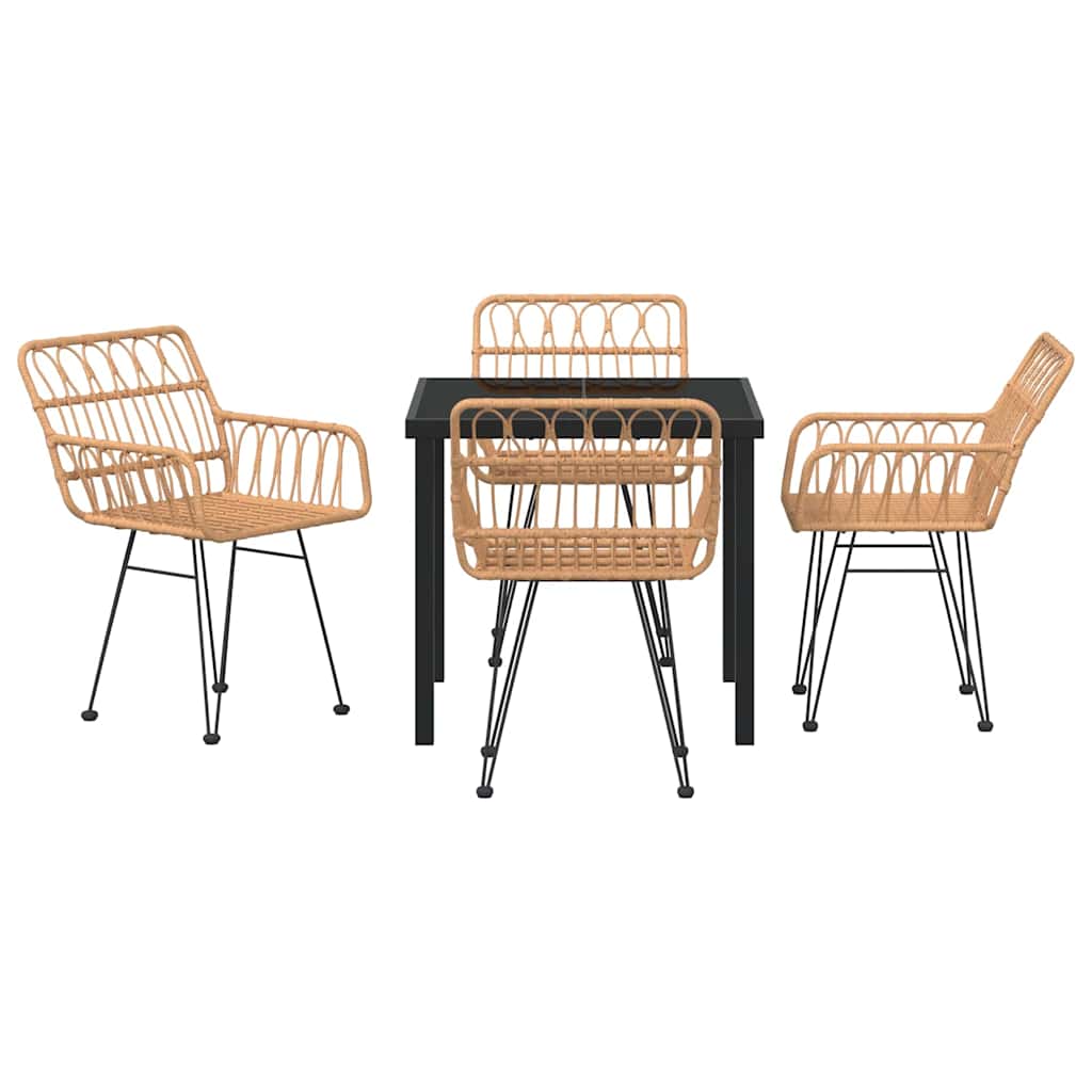 Have Spisebordssæt 5 pcs Brun Poly rattan