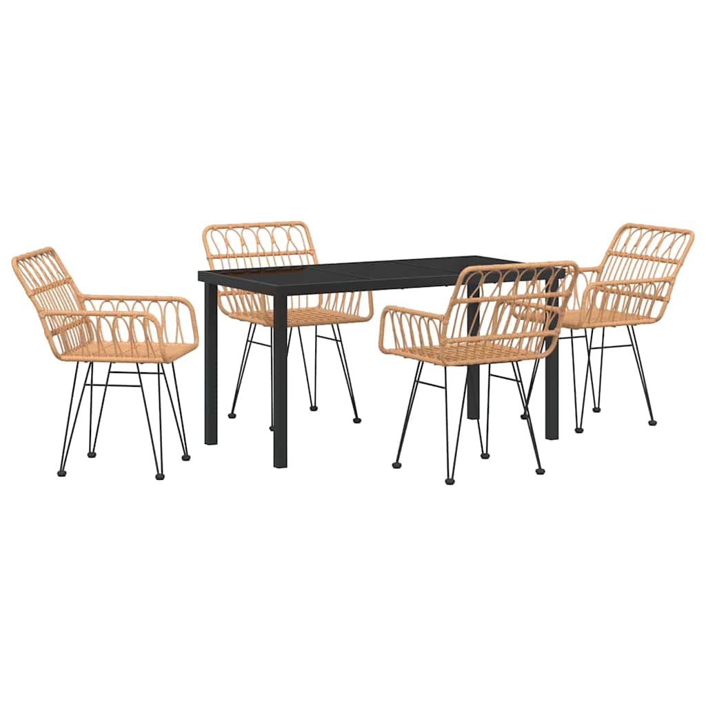 Have Spisebordssæt 5 pcs Brun Poly rattan