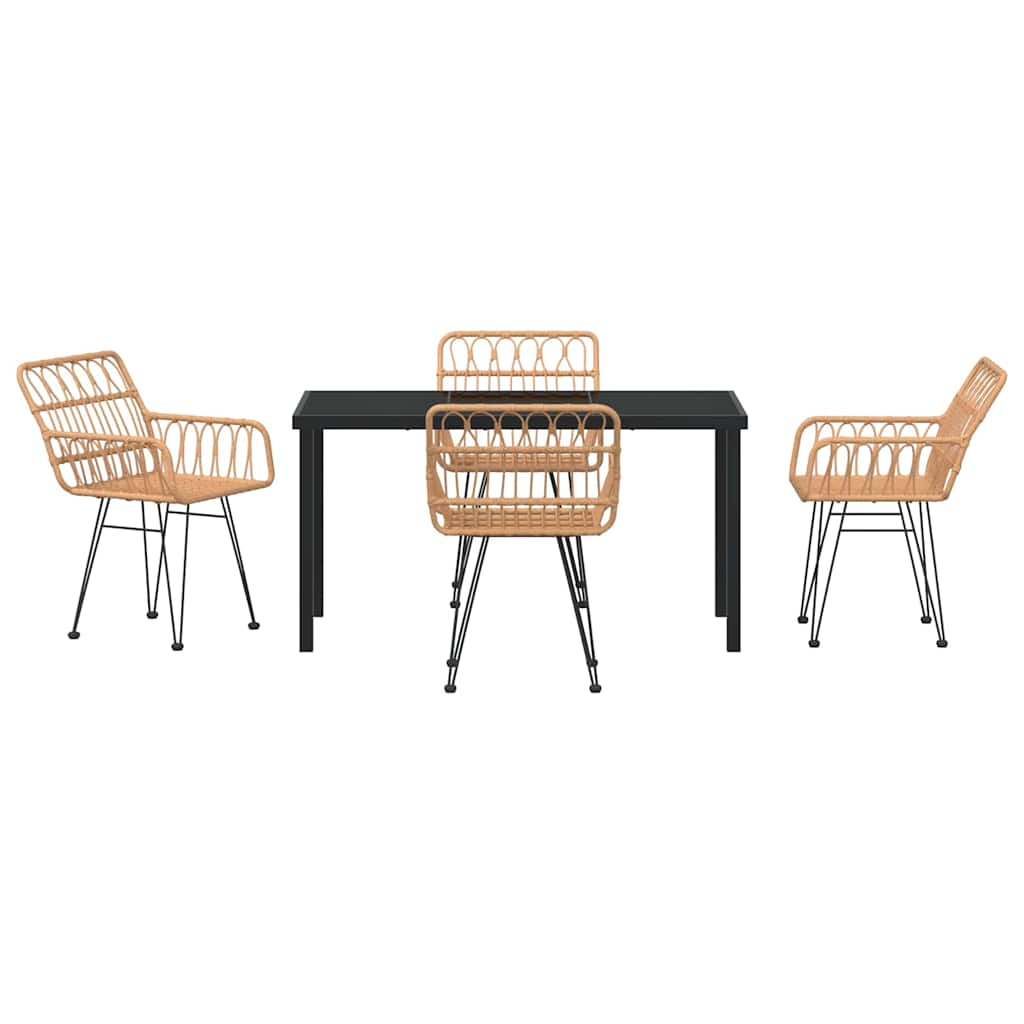 Have Spisebordssæt 5 pcs Brun Poly rattan