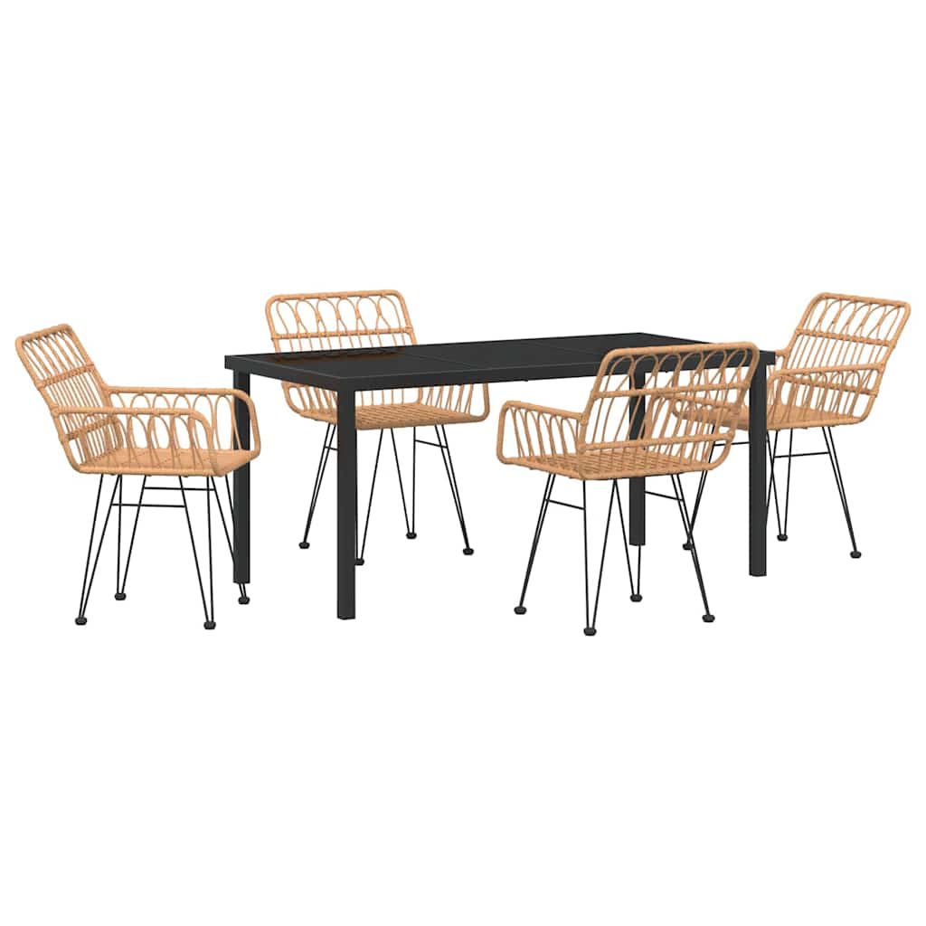 Have Spisebordssæt 5 pcs Brun Poly rattan