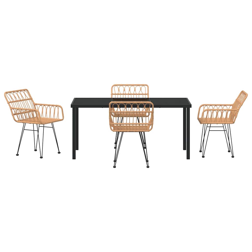Have Spisebordssæt 5 pcs Brun Poly rattan