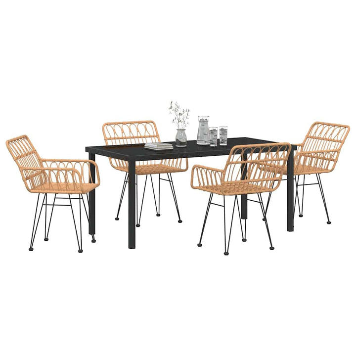 Have Spisebordssæt 5 pcs Brun Poly rattan
