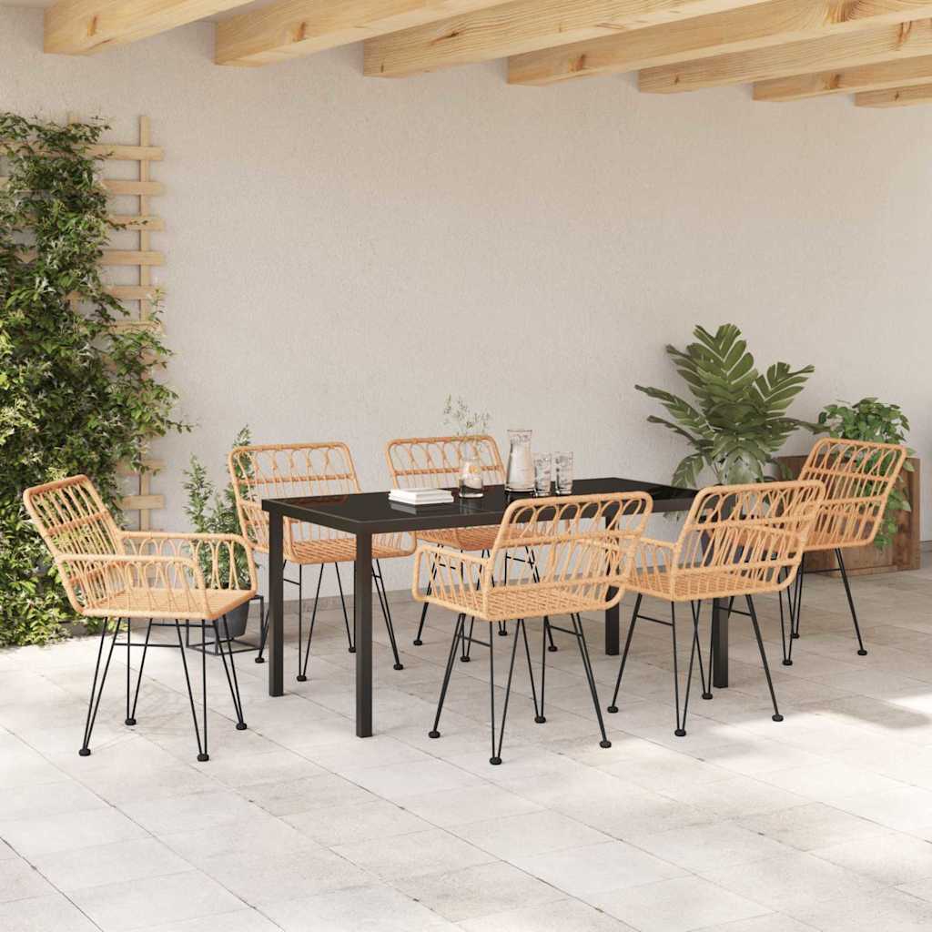 Have Spisebordssæt 7 pcs Brun Poly rattan