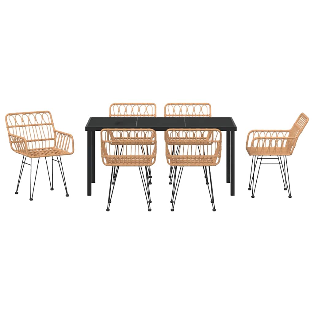 Have Spisebordssæt 7 pcs Brun Poly rattan