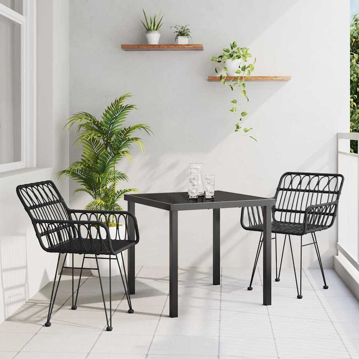 Have Spisebordssæt 3 pcs Sort Poly rattan