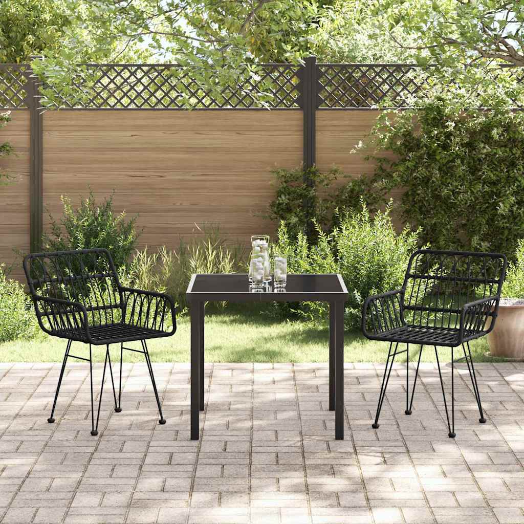 Have Spisebordssæt 3 pcs Sort Poly rattan