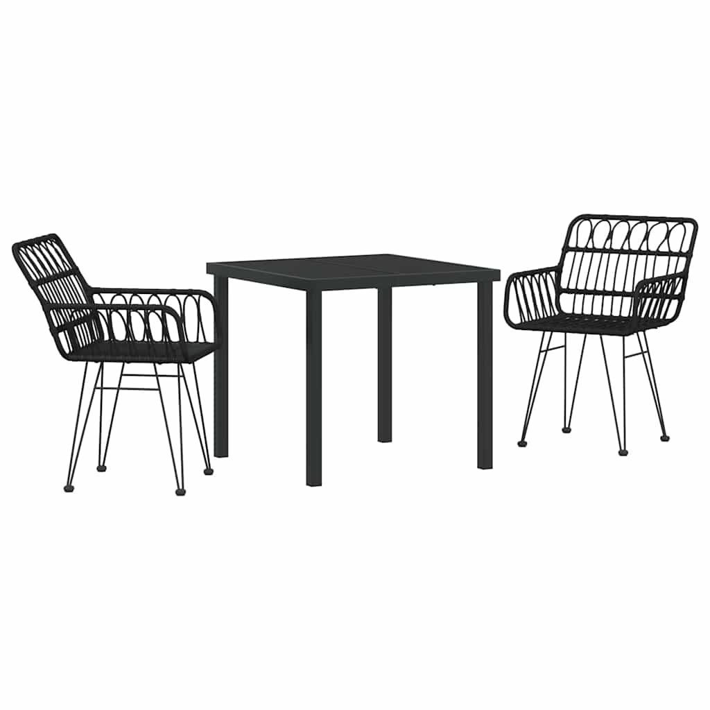 Have Spisebordssæt 3 pcs Sort Poly rattan