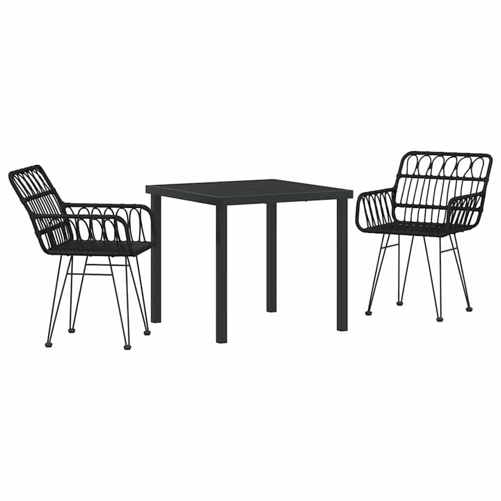 Have Spisebordssæt 3 pcs Sort Poly rattan