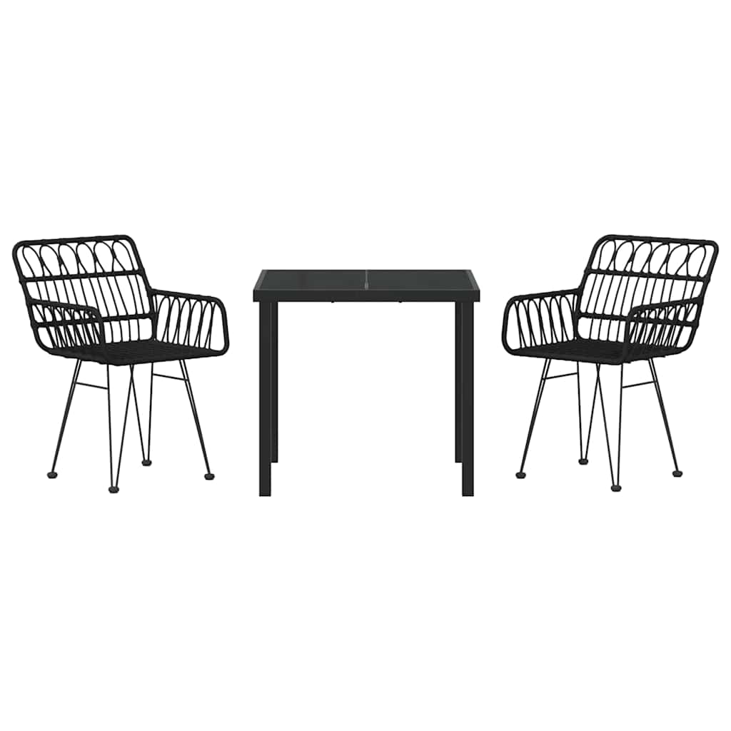 Have Spisebordssæt 3 pcs Sort Poly rattan