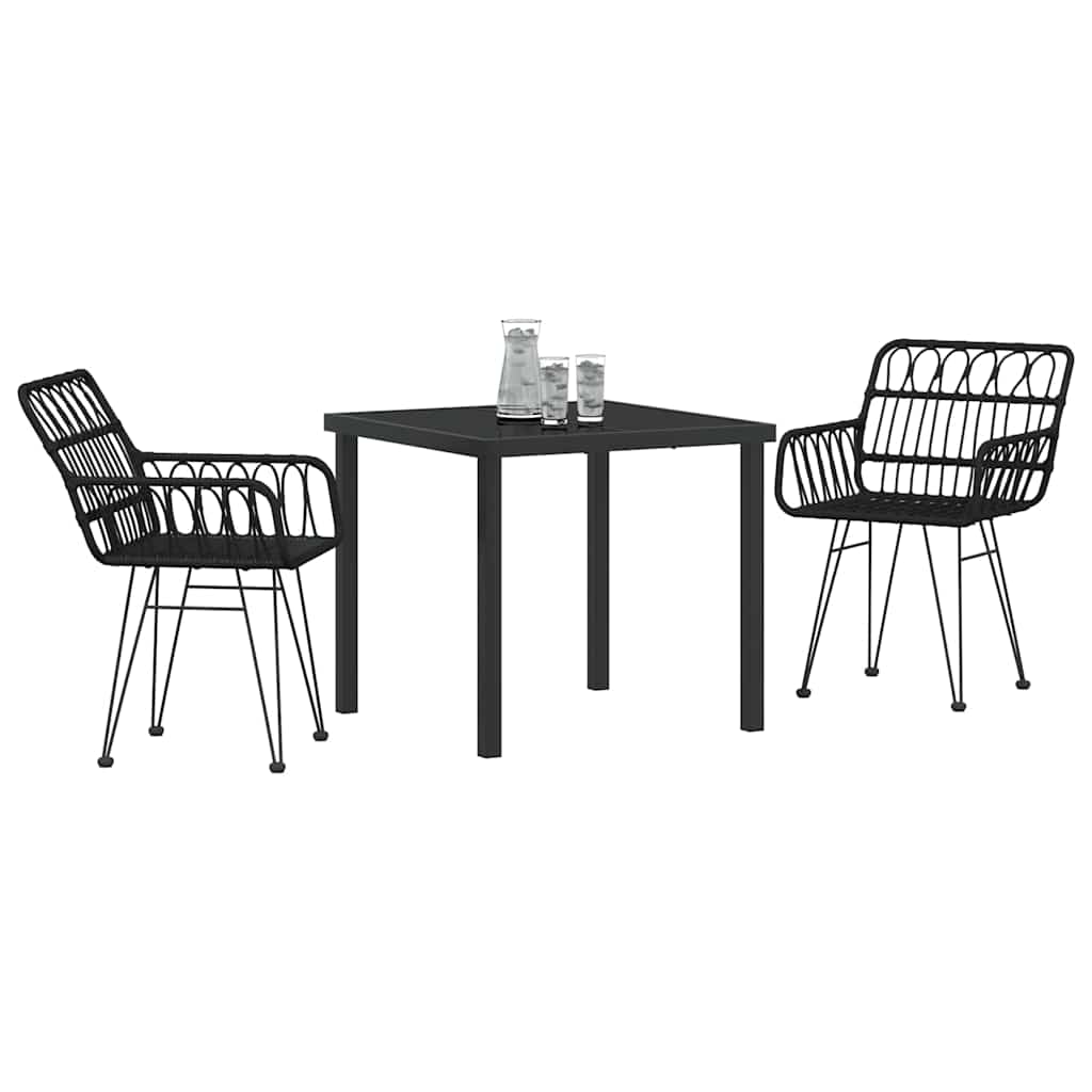 Have Spisebordssæt 3 pcs Sort Poly rattan