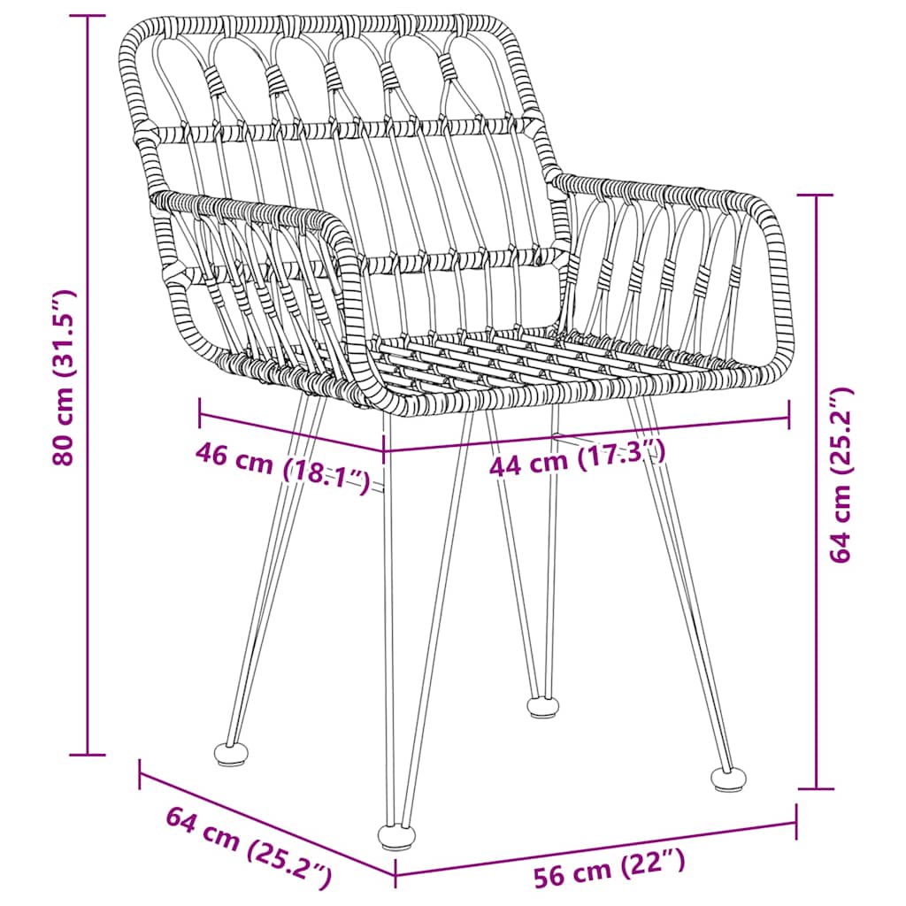 Have Spisebordssæt 3 pcs Sort Poly rattan