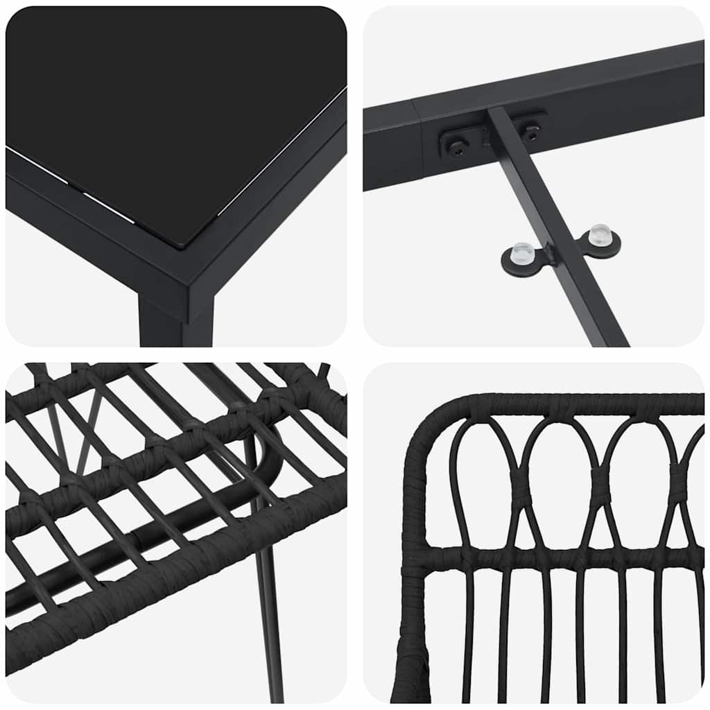 Have Spisebordssæt 5 pcs Sort Poly rattan