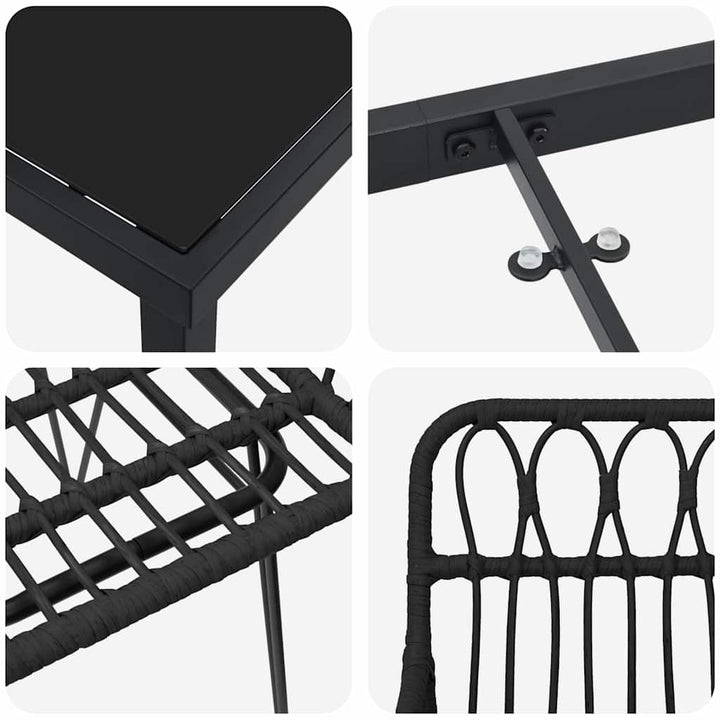 Have Spisebordssæt 5 pcs Sort Poly rattan