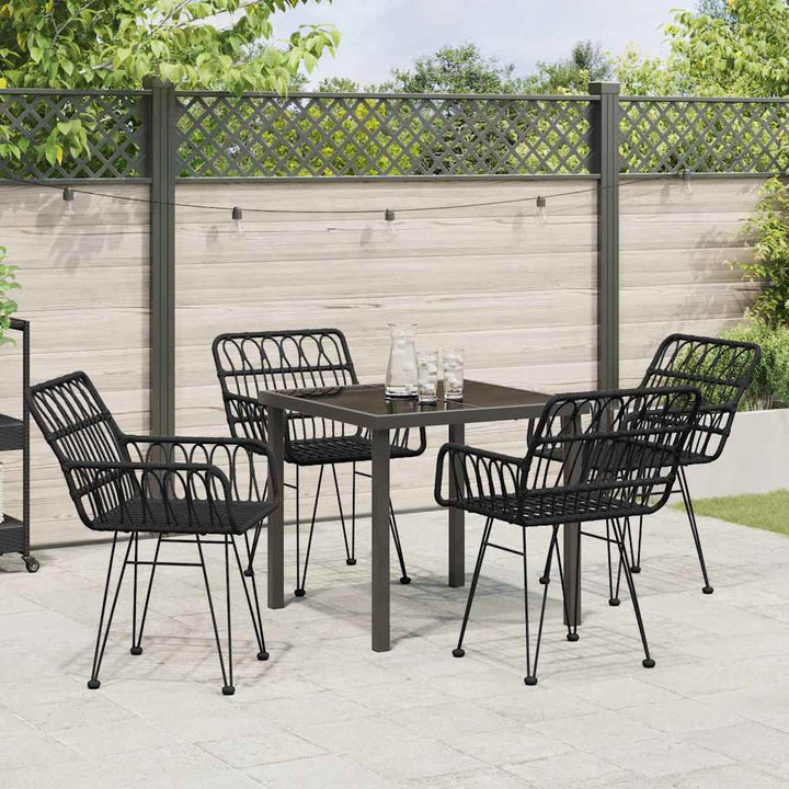 Have Spisebordssæt 5 pcs Sort Poly rattan