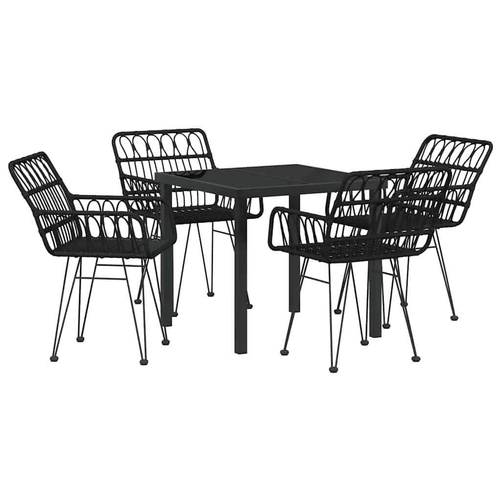 Have Spisebordssæt 5 pcs Sort Poly rattan