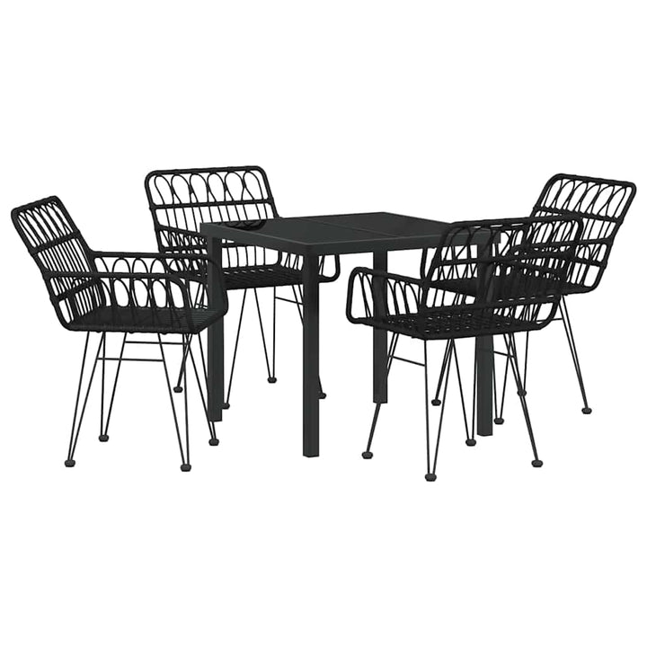 Have Spisebordssæt 5 pcs Sort Poly rattan