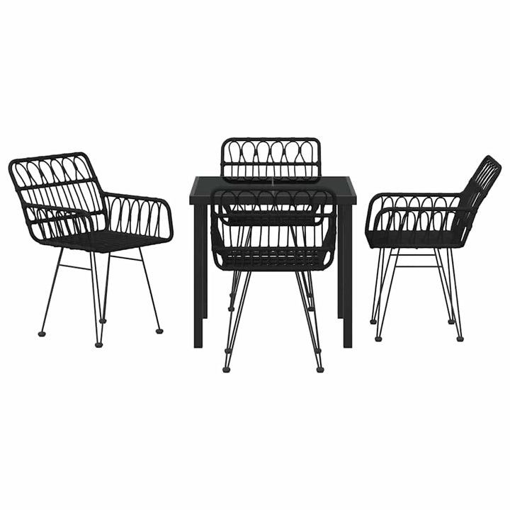 Have Spisebordssæt 5 pcs Sort Poly rattan