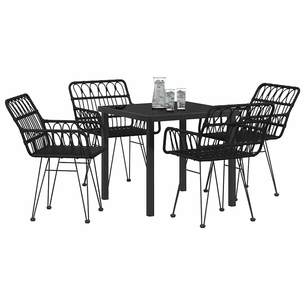 Have Spisebordssæt 5 pcs Sort Poly rattan