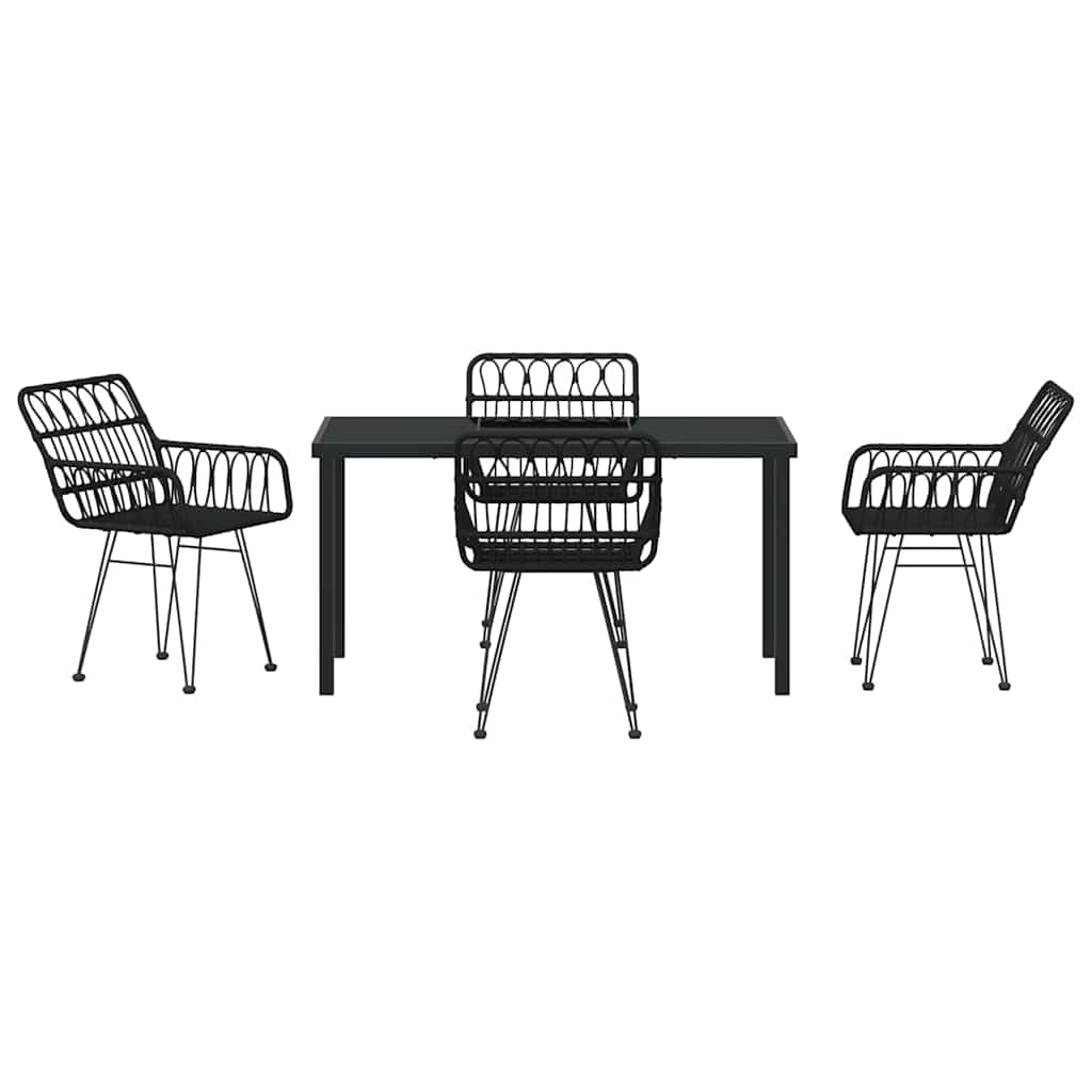 Have Spisebordssæt 5 pcs Sort Poly rattan