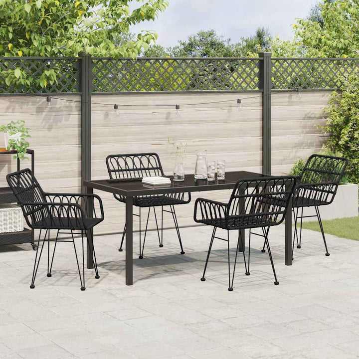 Have Spisebordssæt 5 pcs Sort Poly rattan