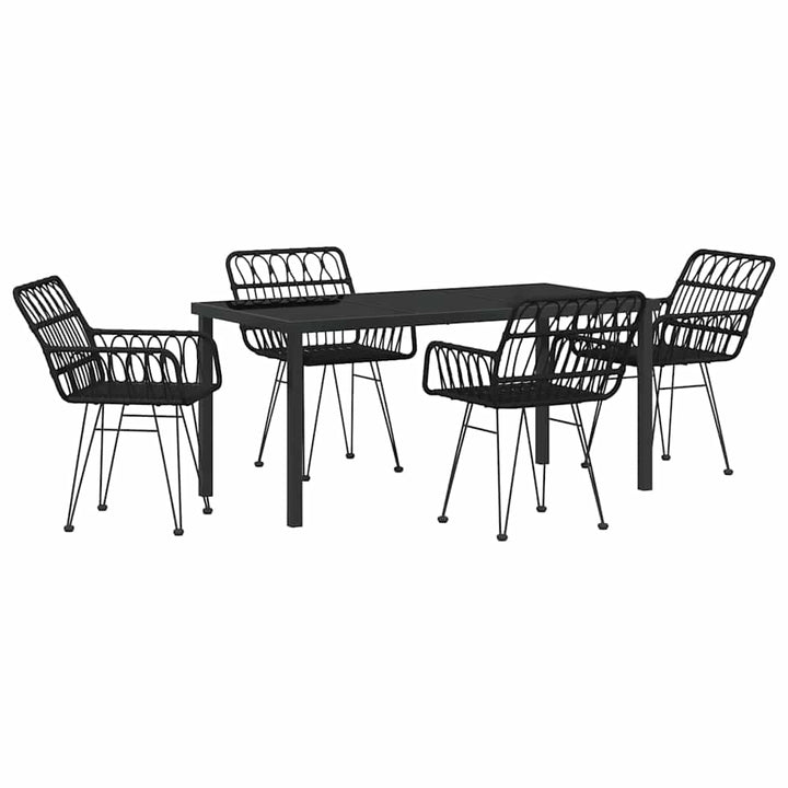 Have Spisebordssæt 5 pcs Sort Poly rattan