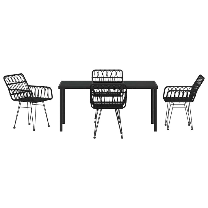 Have Spisebordssæt 5 pcs Sort Poly rattan