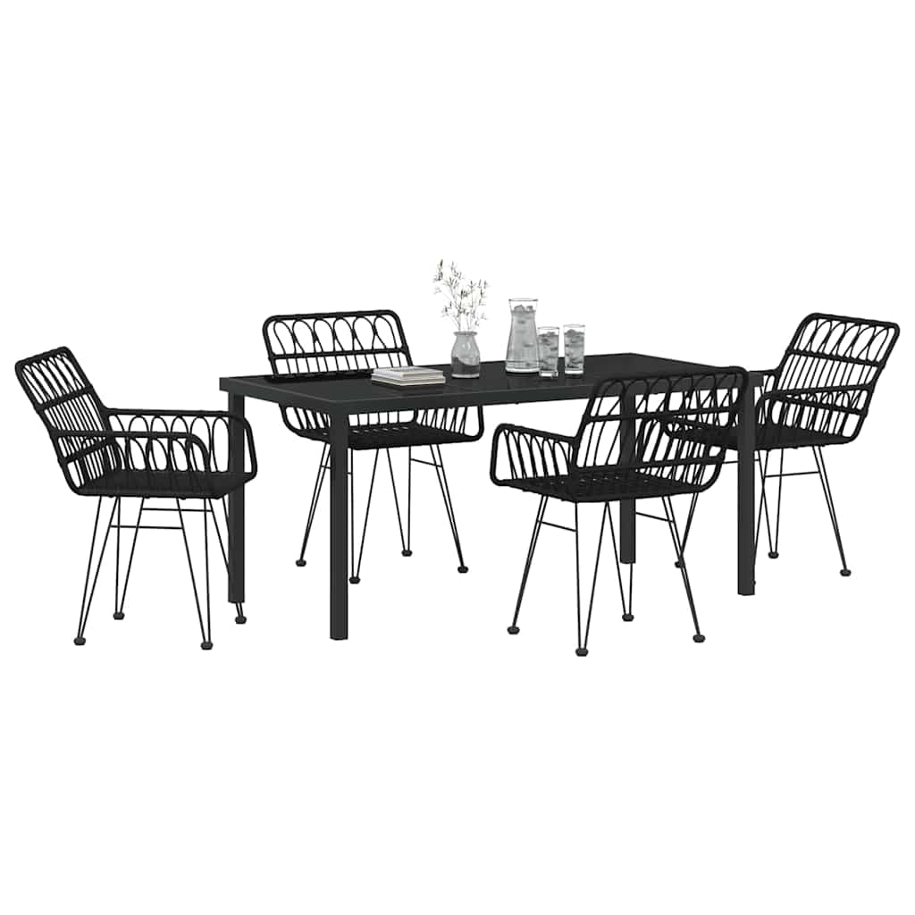 Have Spisebordssæt 5 pcs Sort Poly rattan