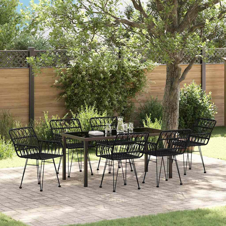 Have Spisebordssæt 7 pcs Sort Poly rattan